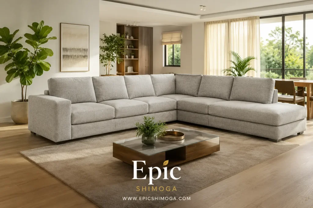 Premium Corner Sofa Set in Shimoga modern grey L shape sofa