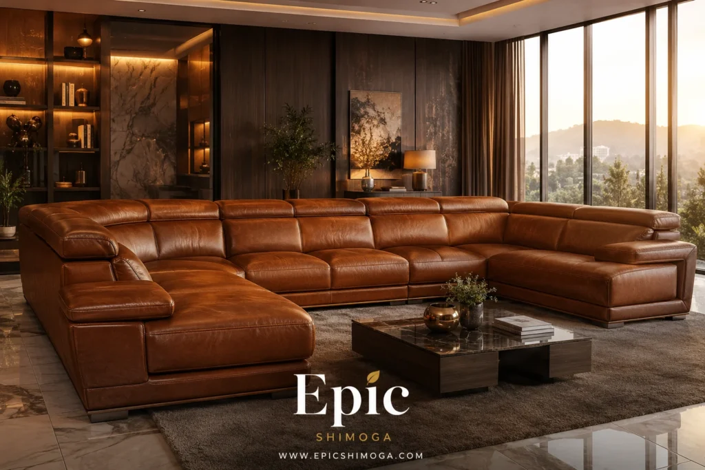 Brown Leather Sofa in Shivamogga